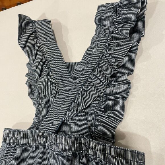 ~ TEA Baby 18-24 m Overalls/Dungarees Adjustable Stripe Blue Toddler Snaps 2 2yr - Picture 8 of 14